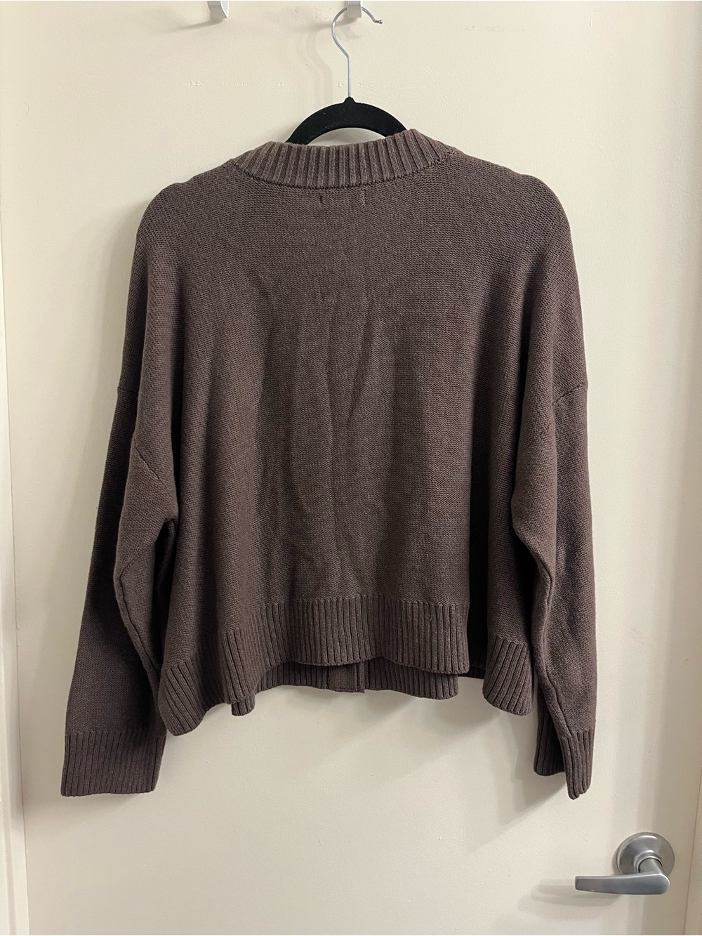 Quince 100% Organic Cotton Cropped Cardigan Heather Brown Size XL - Picture 7 of 12